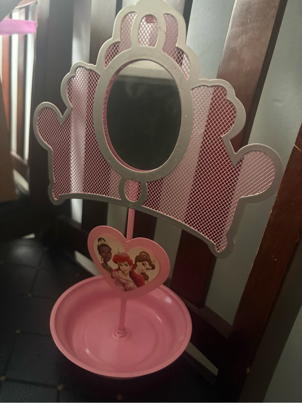 Pink Kids Vanity Mirror and Accessory Tray - Princess Design